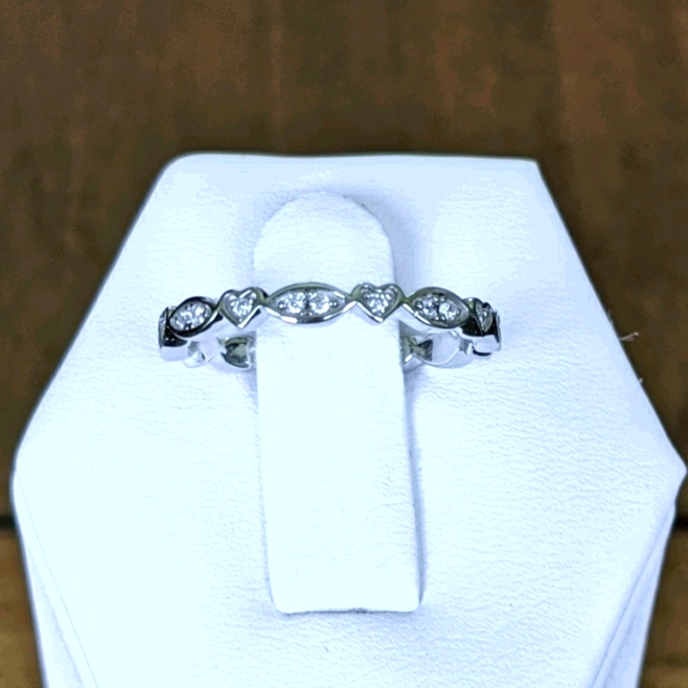 Sterling silver eternity heart and oval CZ ring